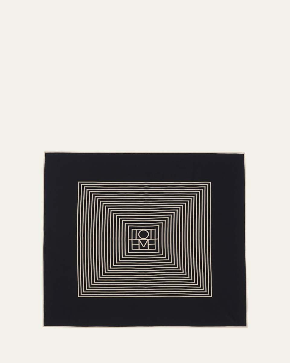 Centered Monogram Silk Square Scarf